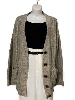 Arizona Jean Co Button Front Oatmeal Cardigan Sweater Sz S